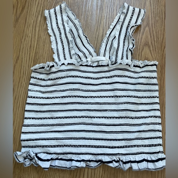 Ruby & Jenna - Ruched Black/White Stripe Tank - Picture 1 of 3